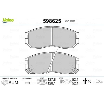 Sada brzdových platničiek kotúčovej brzdy VALEO 598625
