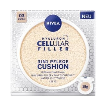 Nivea Hyaluron Cellular Filler 3v1 pečující tónovací krém make-up v houbičce 03 Tmavý 15 g