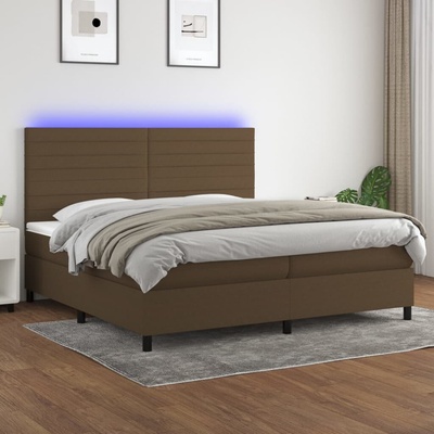 vidaXL 11461.3134984 Boxspring postel s matrací a LED tmavě hnědá textil