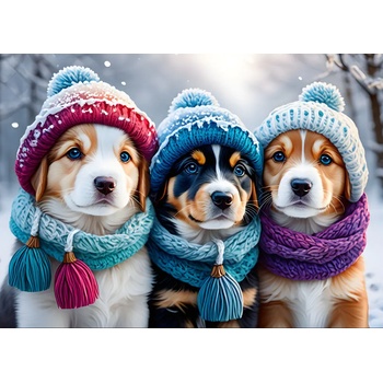 Bluebird Puzzle - Puzzle Doggies in the Winter - 300 piese