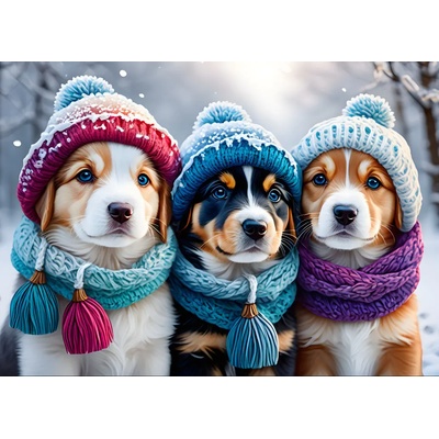 Bluebird Puzzle - Puzzle Doggies in the Winter - 300 piese