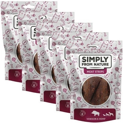 SIMPLY FROM NATURE Meat Strips Zverinové stripsy s konope pre psov 5x 80 g