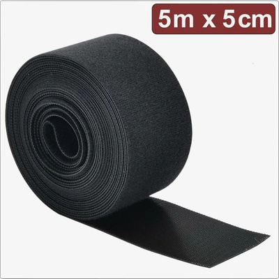 Quadrios 24CA310 pásek se suchým zipem, ke spojování, háčková a flaušová část, (d x š) 5 m x 5 cm, černá, 5 m
