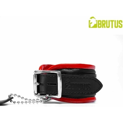 Brutus Leather Ankle Restraints Black Red