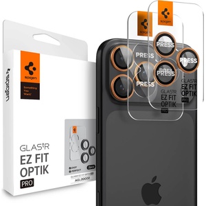 Spigen 2 комплекта предпазни стъклени лещи за камерата на iPhone 17 Pro, iPhone 17 Pro Max, iPhone 16 Pro, iPhone 16 Pro Max, iPhone 15 Pro, iPhone 15 Pro Max, iPhone 14 Pro, iPhone 14 Pro Max - Spigen Glass