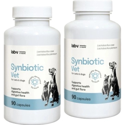 LAB-V Synbiotic Vet Podpora zdraví trávicího traktu a střevní mikroflóry pro psy a kočky 90 kapslí