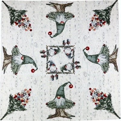 Mondo Vianočný gobelínový obrus Zelení škriatkovia 90x90 cm Chenille IT06 Zelená 90x90 cm