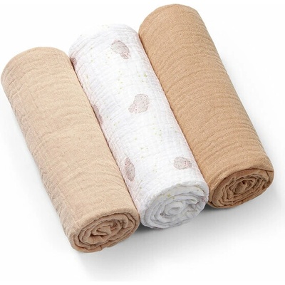 Babyono mušelínové Super Soft Beige 70 x 70 cm 3 ks