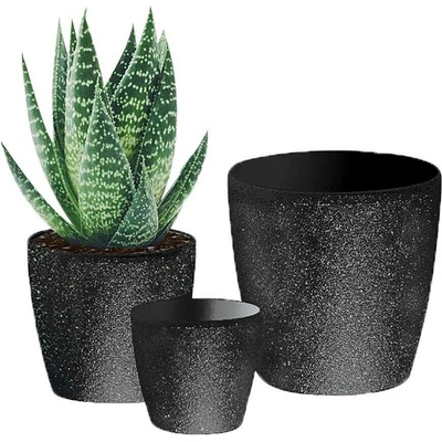 Kvetináč Strend Pro Stone 23x20,5 cm čierny efekt kameňa