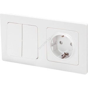 Aigostar - Двоен ключ № 1 и SCHUKO розетка 250V с бяла рамка (AI2924)