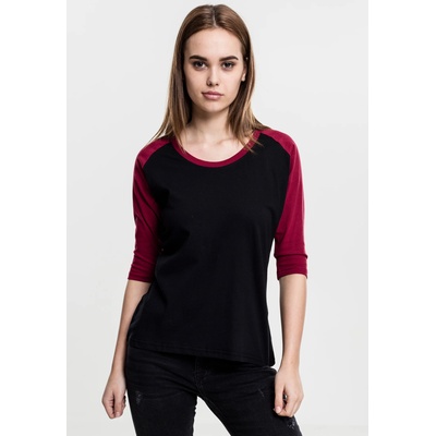 Urban Classics Дамска блуза Urban Classics blk/burgundy с 3/4 ръкавиMODEL138 SALE - , размер XS