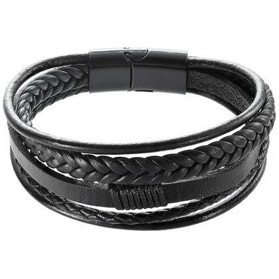 Pavona náramek pánský s koženkovými pásky a sponou na magnet 43023.3 černý