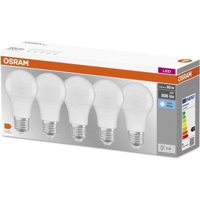 Osram Sada LED žiaroviek klasik, 8,5 W, 806 lm, neutrálna biela, E27, 5 ks