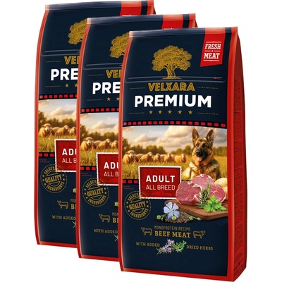 Velxara Premium Dog Adult Monoprotein Beef Meat 3 x 12 kg