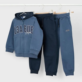 Mayoral Анцуг ватиран трикотаж с 2 панталона basic в светло и тъмно син цвят за мини момче Mayoral