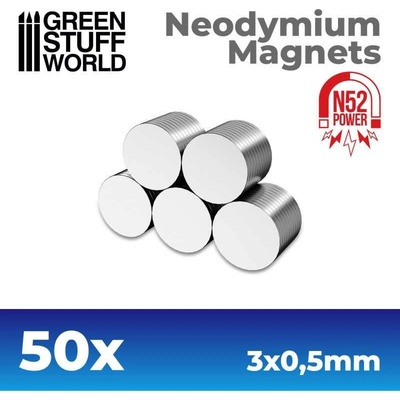 Green Stuff World Neodymium Magnets 3x0'5 mm 50 units N52 / Neodymové magnety 3x0'5 mm 50 ks GSW9258