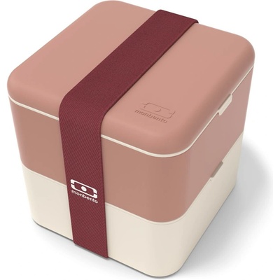 MonBento Desiatový bento box Square pink Moka krémovo hnedý