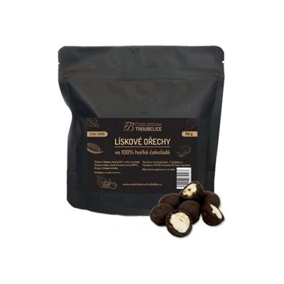 Čokoládovna Troubelice Lískové ořechy ve 100% hořké čokoládě LOWCARB 150 g