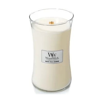 WoodWick White Tea & Jasmine ароматна свещ с дървен фитил 609, 5 гр