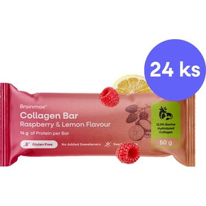BrainMax Pure BrainMax® Collagen Bar, Raspberry & Lemon, 24 x 50 g