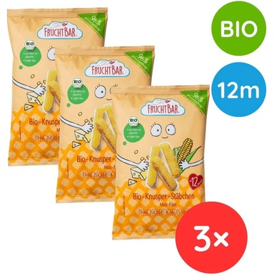 FruchtBar BIO kukuričné chrumky so syrom nesolené 3× 30 g