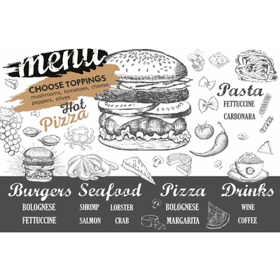 DIMEX ART Флизелинов фототапет меню на ресторант - бяло 375 x 250 см