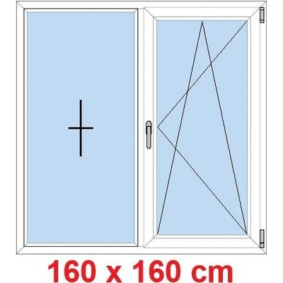 Soft Dvoukřídlé plastové okno 1600 x 1600 mm FIX+OS Dub bahenní
