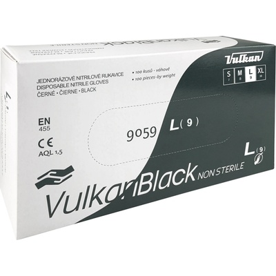 Vulkan čierne jednorazové bezprašné nitrilové rukavice L 100 ks