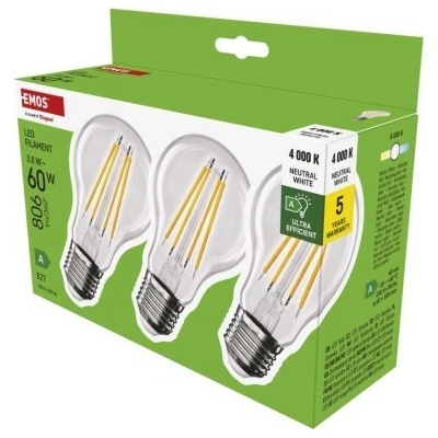 Emos LED žiarovka Filament A60 A CLASS/ E27 3,8 W 60 W 806 lm neutrálna biela ZF5148.3