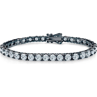 SAVICKI Тенис гривна Luminy 4, 1 мм: черно сребро, моисанити