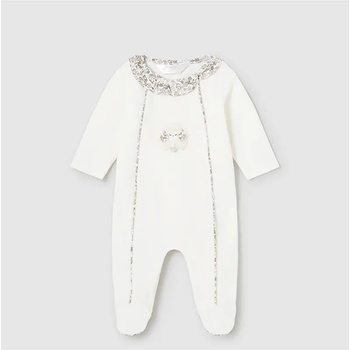 Mayoral Пижама плюшена за новородено момиче в мръсно бял цвят Майорал