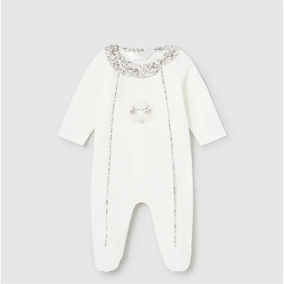 Mayoral Пижама плюшена за новородено момиче в мръсно бял цвят Майорал