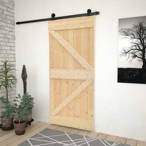 vidaXL Преплъзваща се врата 90 x 210 cm Масивна борова дървесина (3444861)