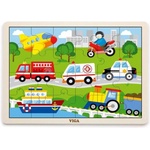 Viga Toys Дървен пъзел Viga - Превозни средства, 24 елемента (51462) - baby