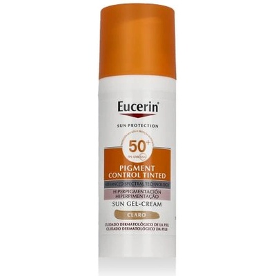 Eucerin Sun Protection Pigment Control Tinted Gel-Cream SPF50+ слънцезащитен и тониращ гел крем против пигментни петна 50 ml нюанс Light за жени