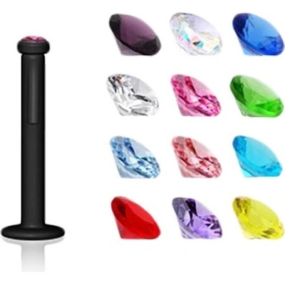 Šperky eshop černý piercing do brady z bioplastu se zirkonem W49.34 Modrá B