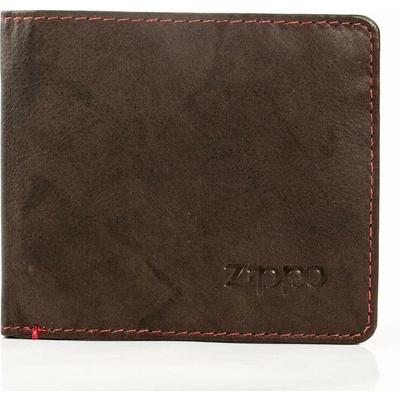 Zippo Herren-Geldbeutel Leder quer Mocca rote Steppnaht