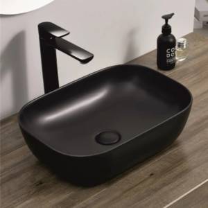 Inter Ceramic Умивалник за баня Лариса 46х33 см, черен мат за плот или мебел