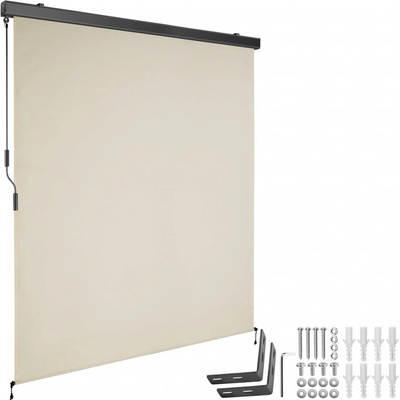 tectake Svislá markýza Eloise se 2 nástěnnými držáky - 160 x 250 cm, béžová