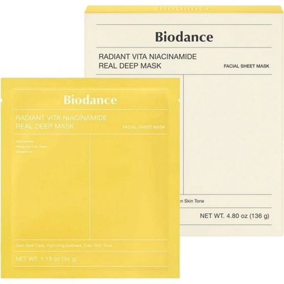 BIODANCE Radiant Vita Niacinamide Real Deep Mask Rozjasňující maska s niacinamidem a ananasem 34 g – Zboží Mobilmania