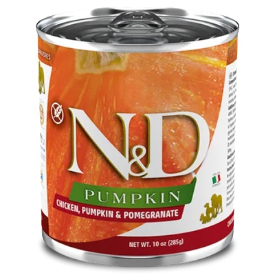 Farmina N&D Pumpkin Dog Chicken, Pumpkin & Pomegranate ADULT GRAIN FREE - консерва за пораснали кучета над 1 година, с пиле, тиква и нар, БЕЗ ЗЪРНО, 285 гр Италия PND285012