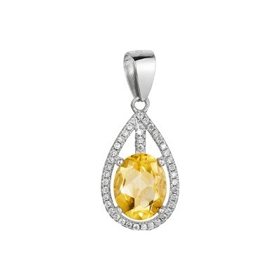 Evolution Group Stříbrný přívěsek žlutý zirkon citrine 14034.3