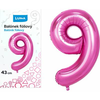 Luma Balónek fóliový č.9, 43cm, růžový