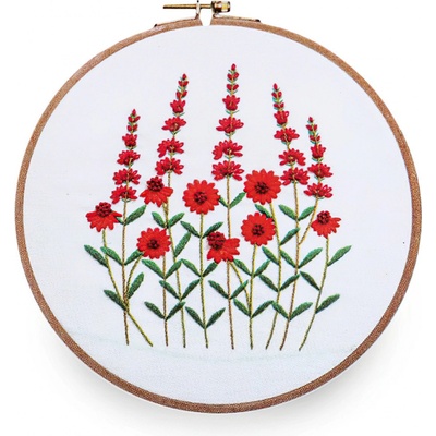 Stoklasa Vyšívací sada s předtištěným motivem 380637 4 červené květy 15x22cm – Zboží Dáma