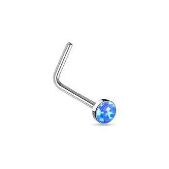 Šperky4U zahnutý piercing do nosu modrý opál N0016-OP05