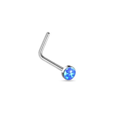 Šperky4U zahnutý piercing do nosu modrý opál N0016-OP05