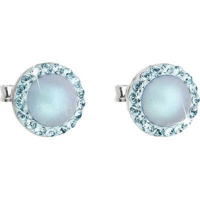 Evolution Group náušnice svetlo modrá náušnice dekorované kryštály a perlou Swarovski 1 31214.3