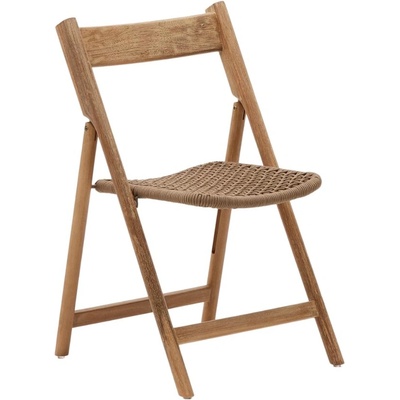 Kave Home Dandara s hnědým výpletem Dřevěná zahradní skládací židle