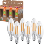 OSRAM Energy Class LED lamp in classic mini candle shape - 3.8 W / 806 lm - cold white light (4000 K) - CRI 80 - E14 base - IP20 - 35 mm DM - 6-pack - 4099854255151