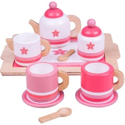 Bigjigs Toys Дървен комплект за чай - Розов (bj428)